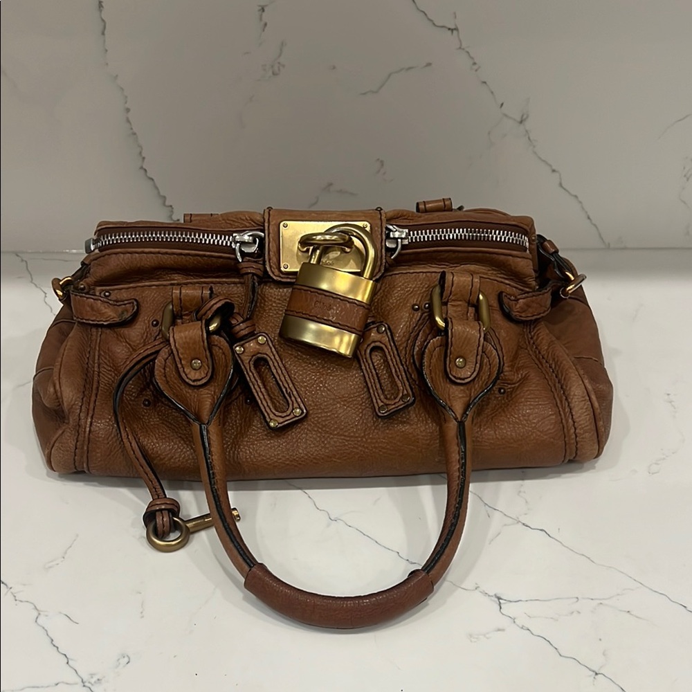 Chloe Paddington lock Light Brown & Gold Leather Shoulder Bag